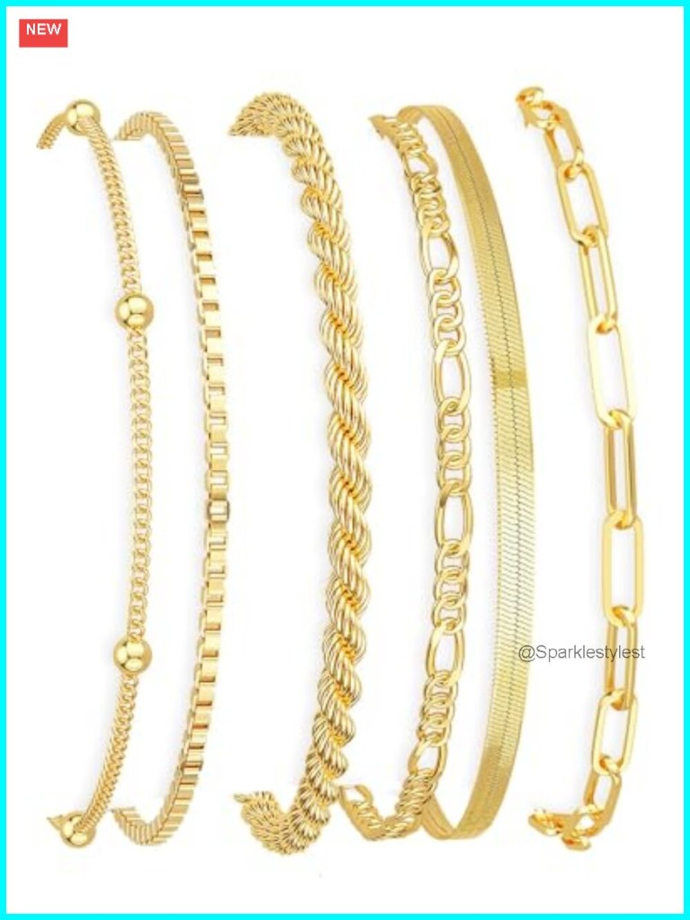14K Gold Plated Bracelets Set for Women Waterproof Non Tarnish Dainty Stackable